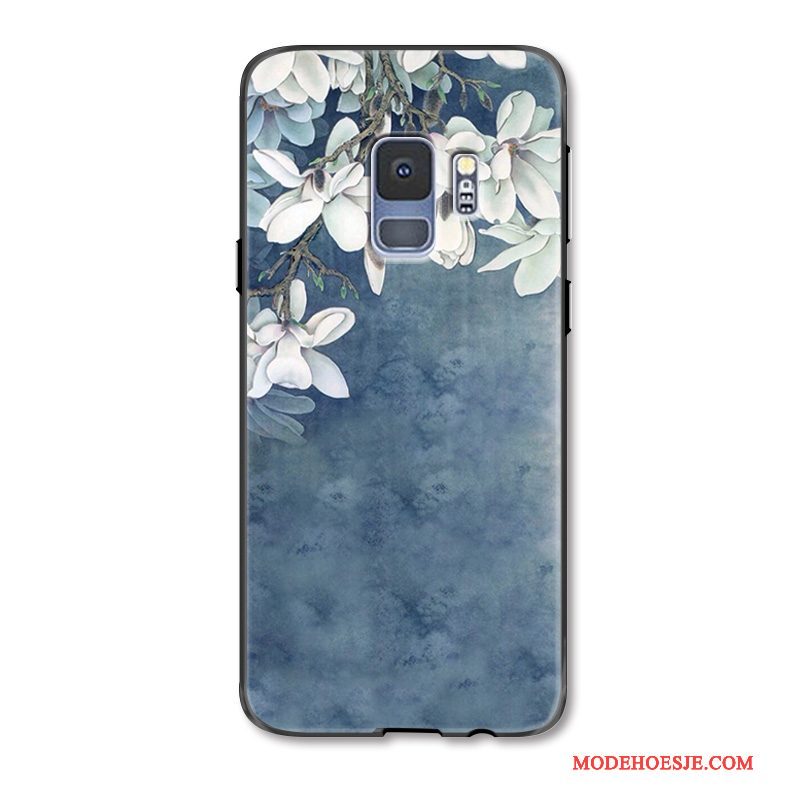 Hoesje Samsung Galaxy S9+ Mode Blauw Kunst, Hoes Samsung Galaxy S9+ Siliconen Anti-fall Eenvoudige