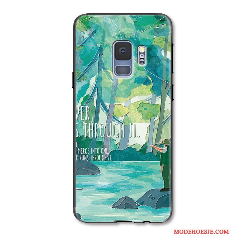 Hoesje Samsung Galaxy S9 Mode Hanger Anti-fall, Hoes Samsung Galaxy S9 Reliëf Groentelefoon