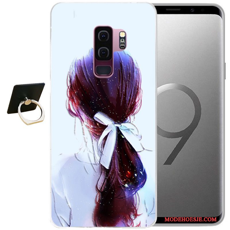 Hoesje Samsung Galaxy S9+ Reliëf Grijs Wind, Hoes Samsung Galaxy S9+ Zacht Telefoon