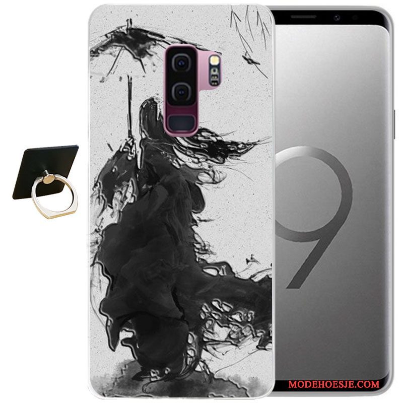 Hoesje Samsung Galaxy S9+ Reliëf Grijs Wind, Hoes Samsung Galaxy S9+ Zacht Telefoon