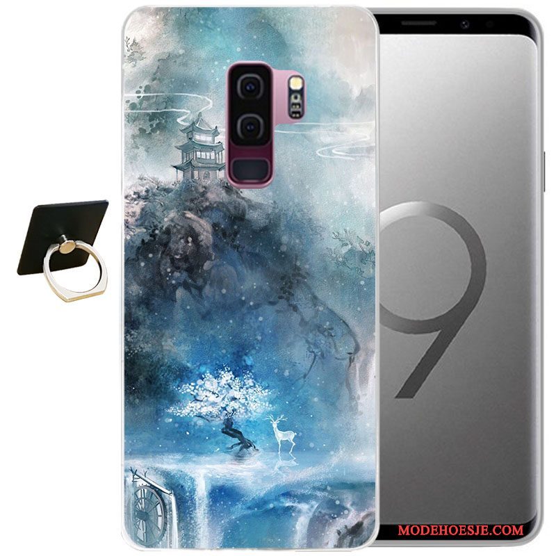 Hoesje Samsung Galaxy S9+ Reliëf Grijs Wind, Hoes Samsung Galaxy S9+ Zacht Telefoon