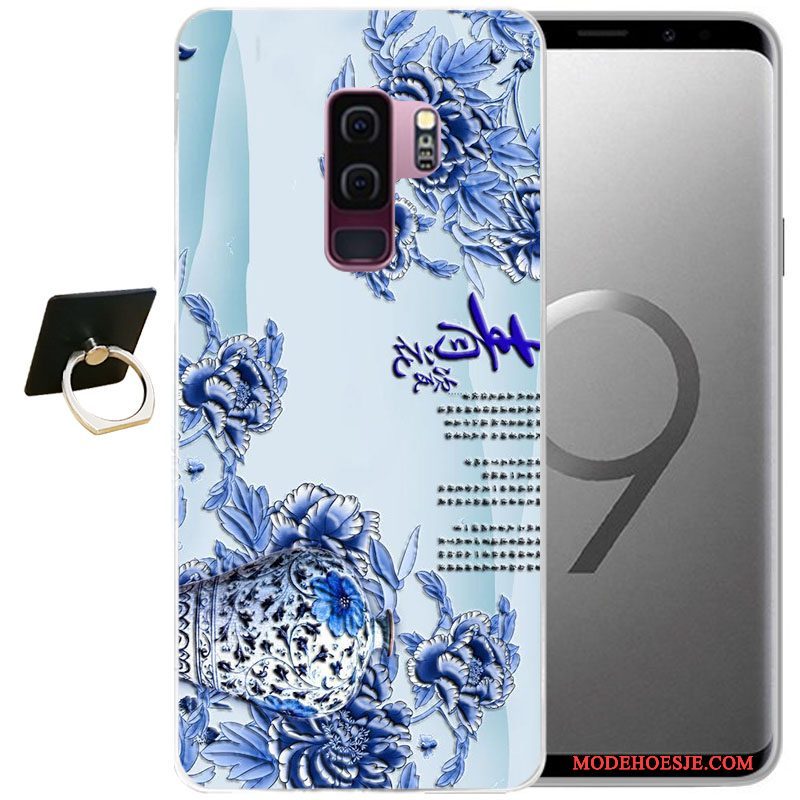 Hoesje Samsung Galaxy S9+ Reliëf Grijs Wind, Hoes Samsung Galaxy S9+ Zacht Telefoon