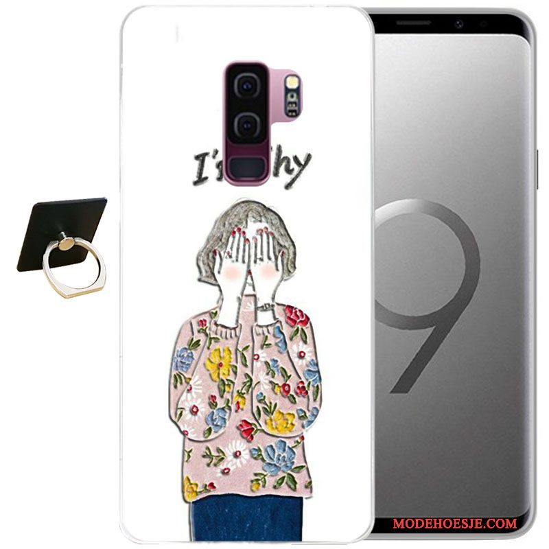 Hoesje Samsung Galaxy S9+ Reliëf Grijs Wind, Hoes Samsung Galaxy S9+ Zacht Telefoon