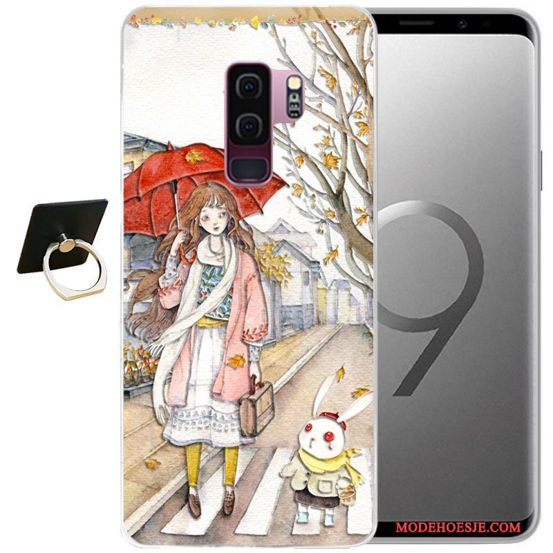 Hoesje Samsung Galaxy S9+ Reliëf Grijs Wind, Hoes Samsung Galaxy S9+ Zacht Telefoon