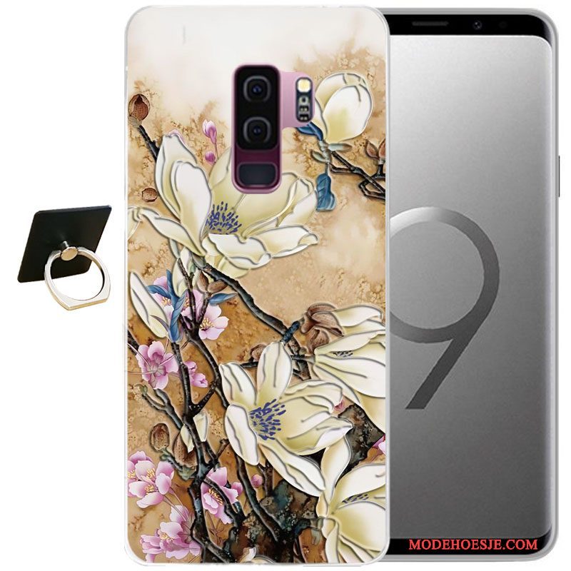 Hoesje Samsung Galaxy S9+ Reliëf Grijs Wind, Hoes Samsung Galaxy S9+ Zacht Telefoon