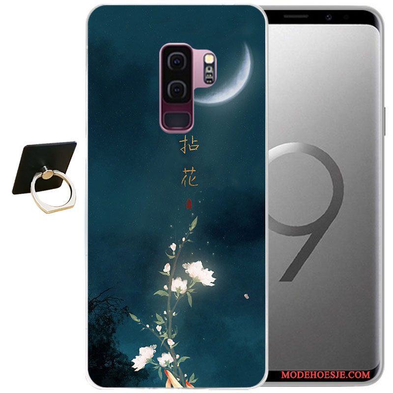 Hoesje Samsung Galaxy S9+ Reliëf Grijs Wind, Hoes Samsung Galaxy S9+ Zacht Telefoon