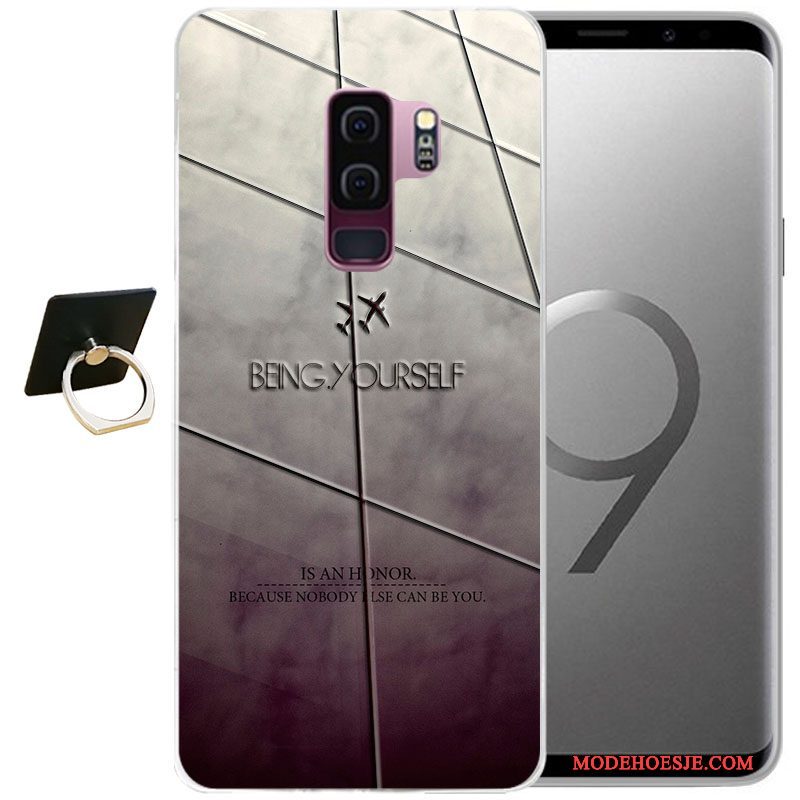 Hoesje Samsung Galaxy S9+ Reliëf Grijs Wind, Hoes Samsung Galaxy S9+ Zacht Telefoon