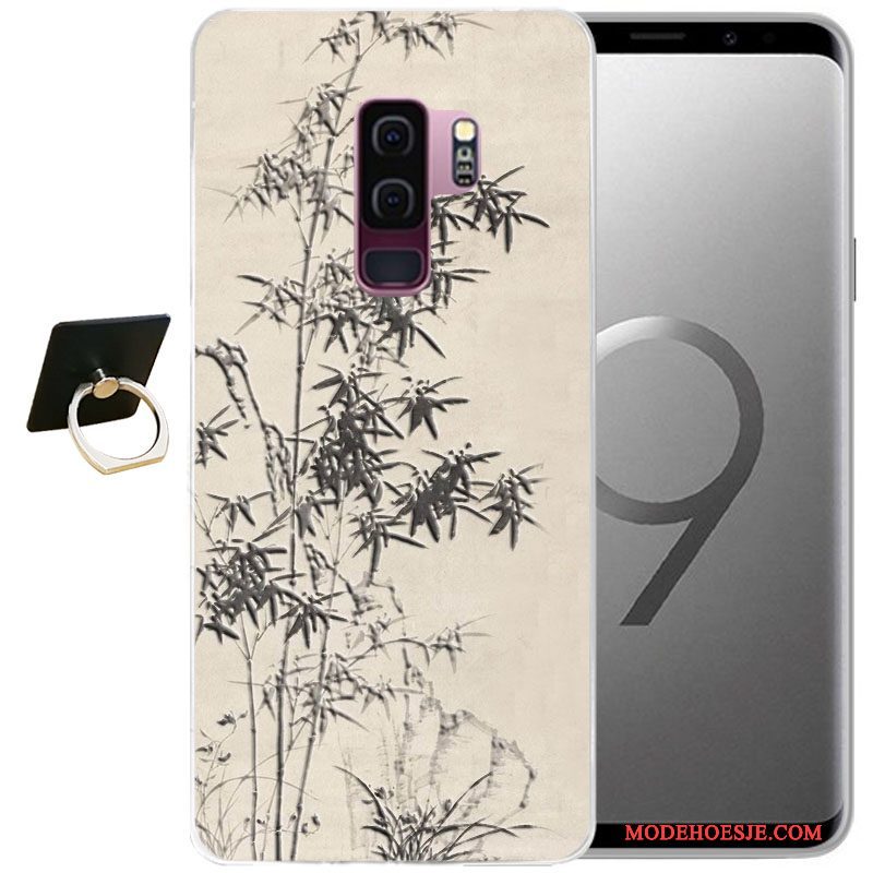 Hoesje Samsung Galaxy S9+ Reliëf Grijs Wind, Hoes Samsung Galaxy S9+ Zacht Telefoon