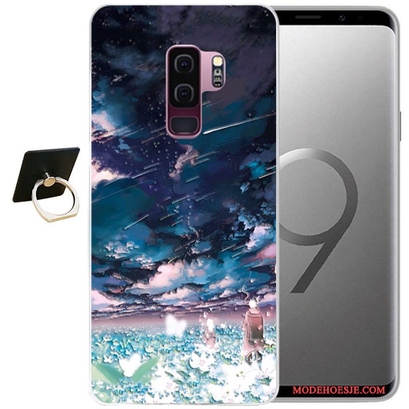 Hoesje Samsung Galaxy S9+ Reliëf Grijs Wind, Hoes Samsung Galaxy S9+ Zacht Telefoon