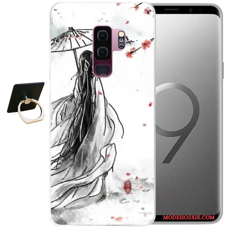 Hoesje Samsung Galaxy S9+ Reliëf Grijs Wind, Hoes Samsung Galaxy S9+ Zacht Telefoon