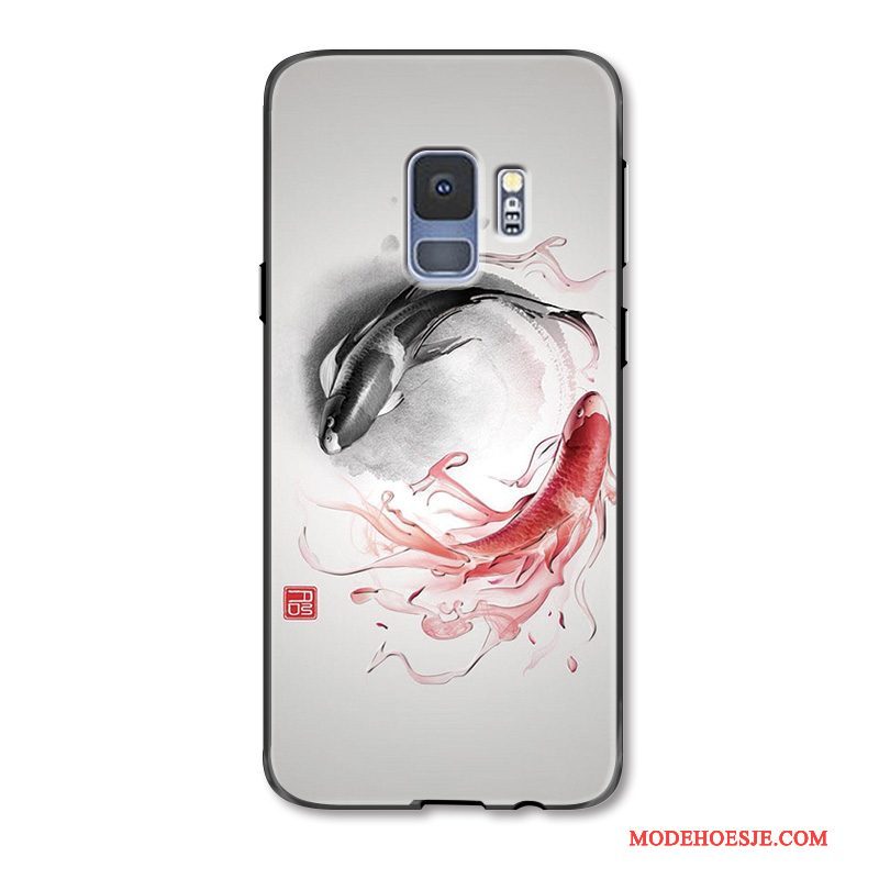 Hoesje Samsung Galaxy S9+ Reliëf Groentelefoon, Hoes Samsung Galaxy S9+ Bescherming Anti-fall Persoonlijk