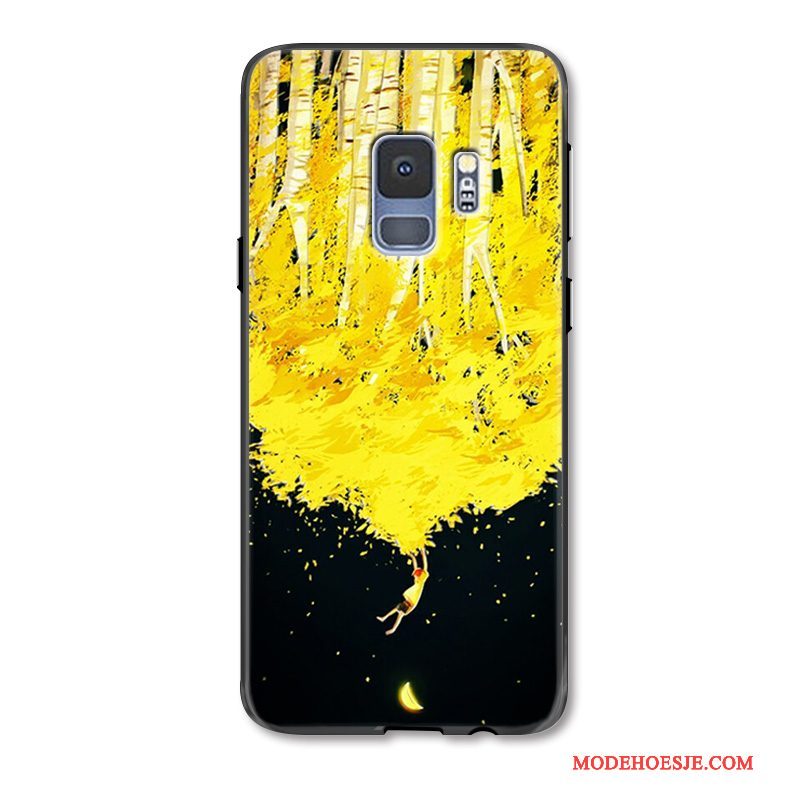 Hoesje Samsung Galaxy S9 Reliëf Hanger Anti-fall, Hoes Samsung Galaxy S9 Siliconen Telefoon Geel