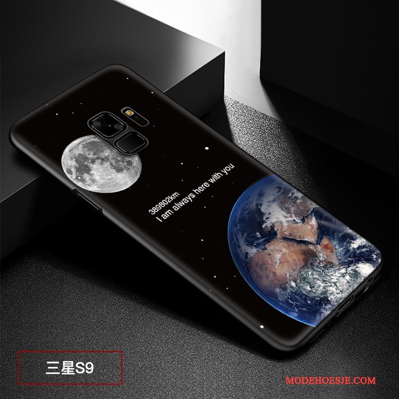 Hoesje Samsung Galaxy S9 Reliëf Zwart Schrobben, Hoes Samsung Galaxy S9 Bescherming Pas Patroon