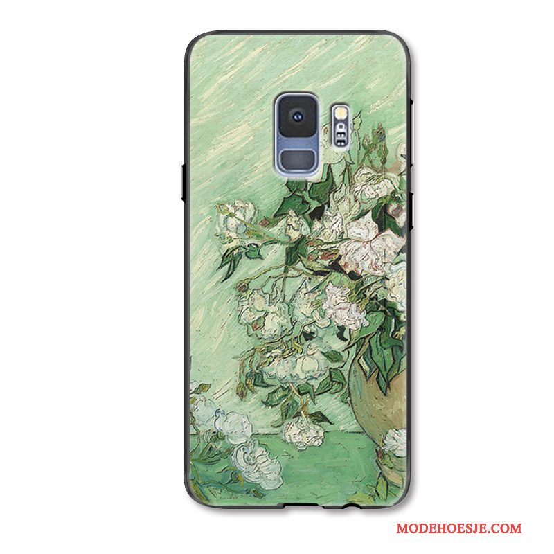 Hoesje Samsung Galaxy S9+ Scheppend Bloemen Olieverfschilderij, Hoes Samsung Galaxy S9+ Bescherming Rozetelefoon