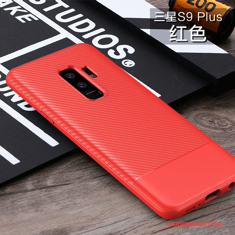 Hoesje Samsung Galaxy S9+ Siliconen Anti-falltelefoon, Hoes Samsung Galaxy S9+ Zakken Rood