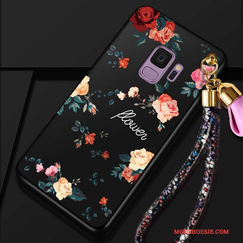 Hoesje Samsung Galaxy S9 Siliconen Bloemen Trend, Hoes Samsung Galaxy S9 Bescherming Roodtelefoon