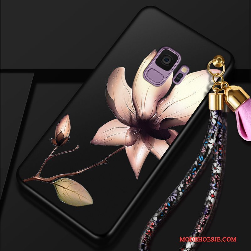 Hoesje Samsung Galaxy S9 Siliconen Bloemen Trend, Hoes Samsung Galaxy S9 Bescherming Roodtelefoon