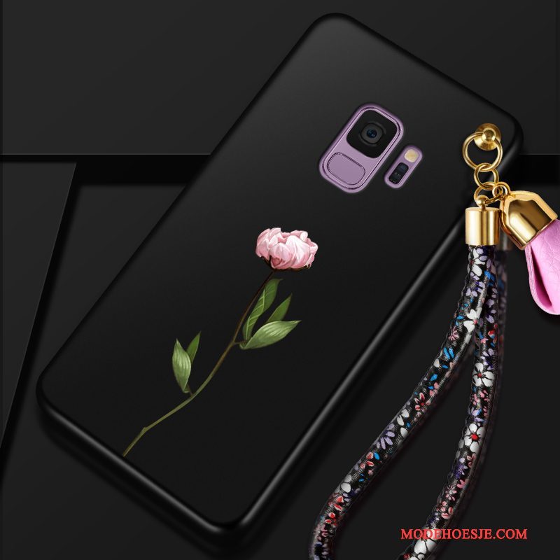 Hoesje Samsung Galaxy S9 Siliconen Bloemen Trend, Hoes Samsung Galaxy S9 Bescherming Roodtelefoon