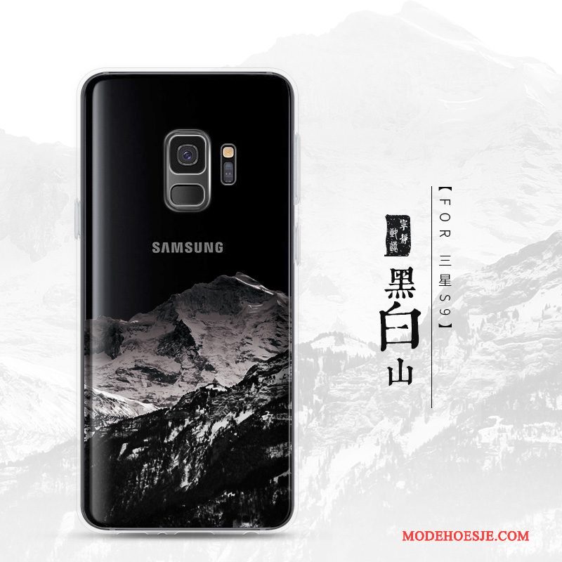Hoesje Samsung Galaxy S9 Siliconen Landschap Doorzichtig, Hoes Samsung Galaxy S9 Zacht Trend Purper