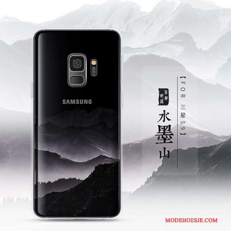 Hoesje Samsung Galaxy S9 Siliconen Landschap Doorzichtig, Hoes Samsung Galaxy S9 Zacht Trend Purper