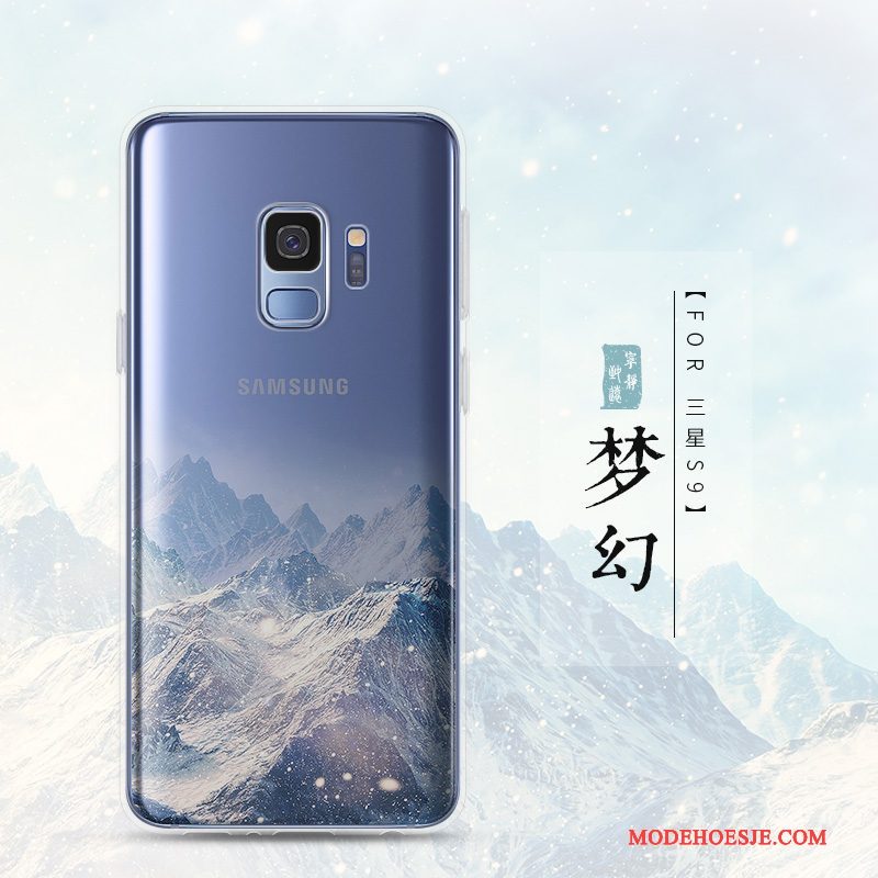 Hoesje Samsung Galaxy S9 Siliconen Landschap Doorzichtig, Hoes Samsung Galaxy S9 Zacht Trend Purper