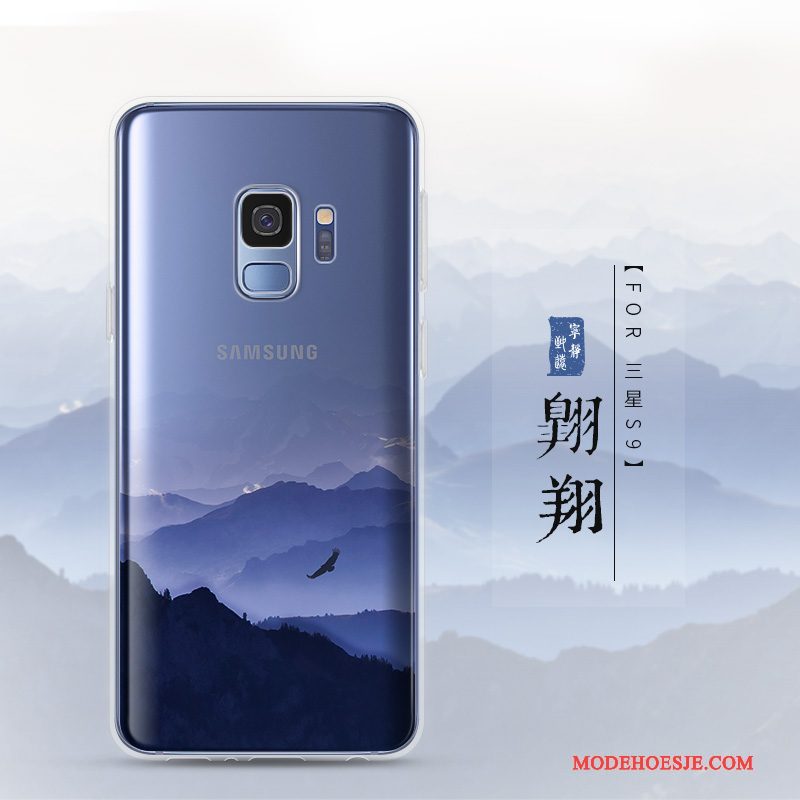 Hoesje Samsung Galaxy S9 Siliconen Landschap Doorzichtig, Hoes Samsung Galaxy S9 Zacht Trend Purper