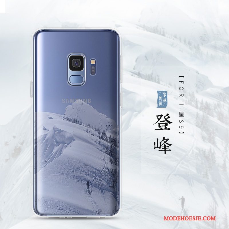 Hoesje Samsung Galaxy S9 Siliconen Landschap Doorzichtig, Hoes Samsung Galaxy S9 Zacht Trend Purper