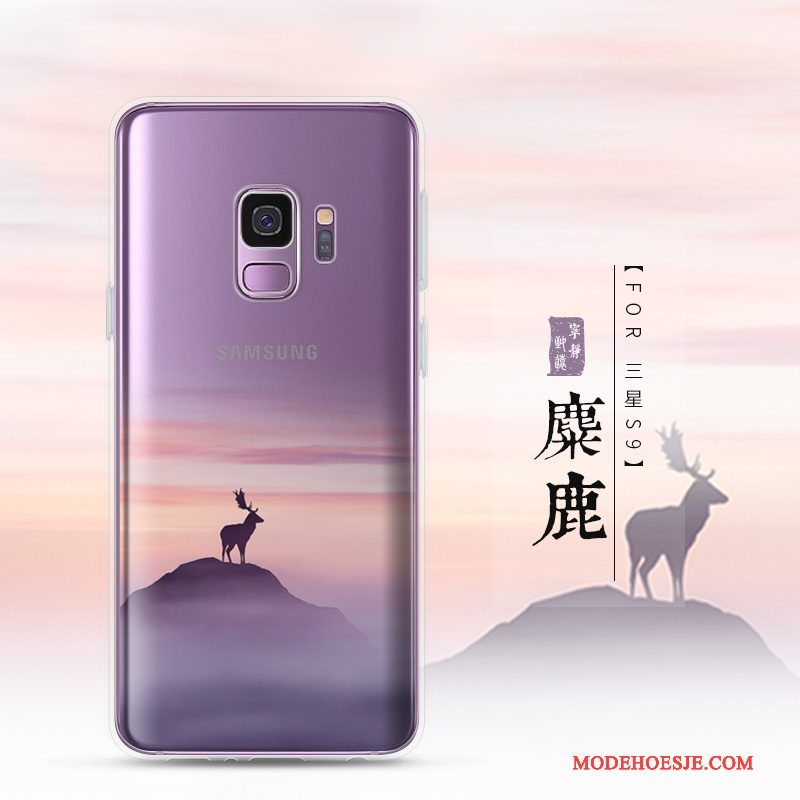 Hoesje Samsung Galaxy S9 Siliconen Landschap Doorzichtig, Hoes Samsung Galaxy S9 Zacht Trend Purper