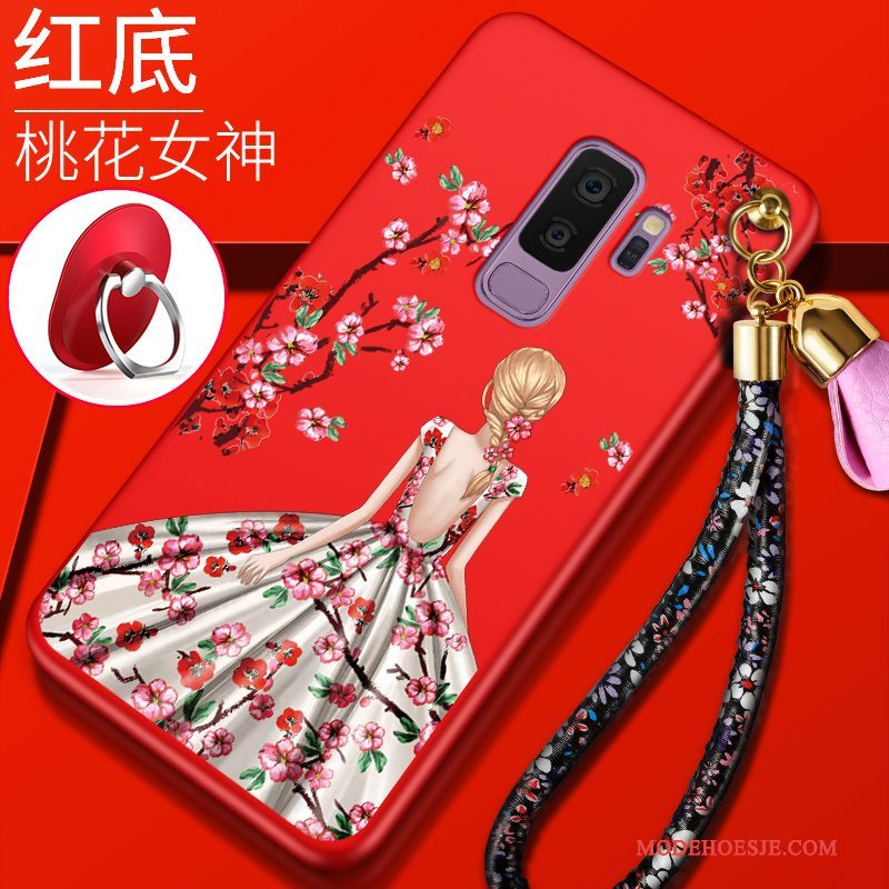 Hoesje Samsung Galaxy S9+ Siliconen Roodtelefoon, Hoes Samsung Galaxy S9+ Zacht Anti-fall Trend