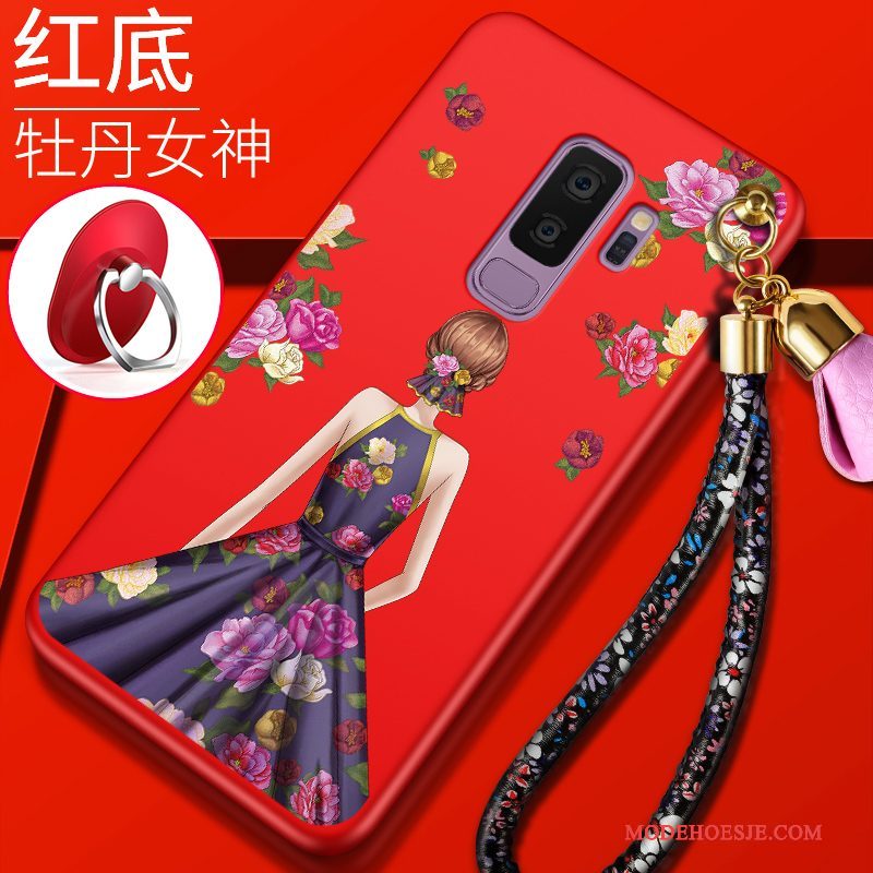 Hoesje Samsung Galaxy S9+ Siliconen Roodtelefoon, Hoes Samsung Galaxy S9+ Zacht Anti-fall Trend