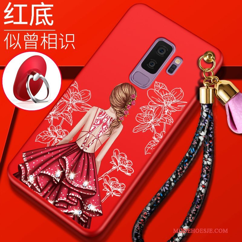 Hoesje Samsung Galaxy S9+ Siliconen Roodtelefoon, Hoes Samsung Galaxy S9+ Zacht Anti-fall Trend