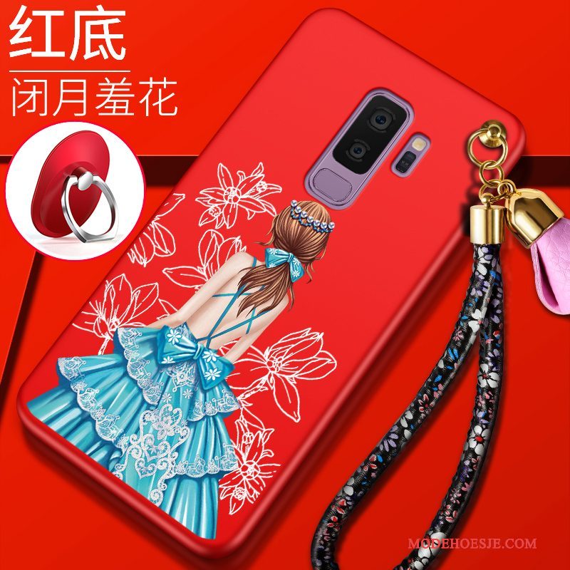 Hoesje Samsung Galaxy S9+ Siliconen Roodtelefoon, Hoes Samsung Galaxy S9+ Zacht Anti-fall Trend