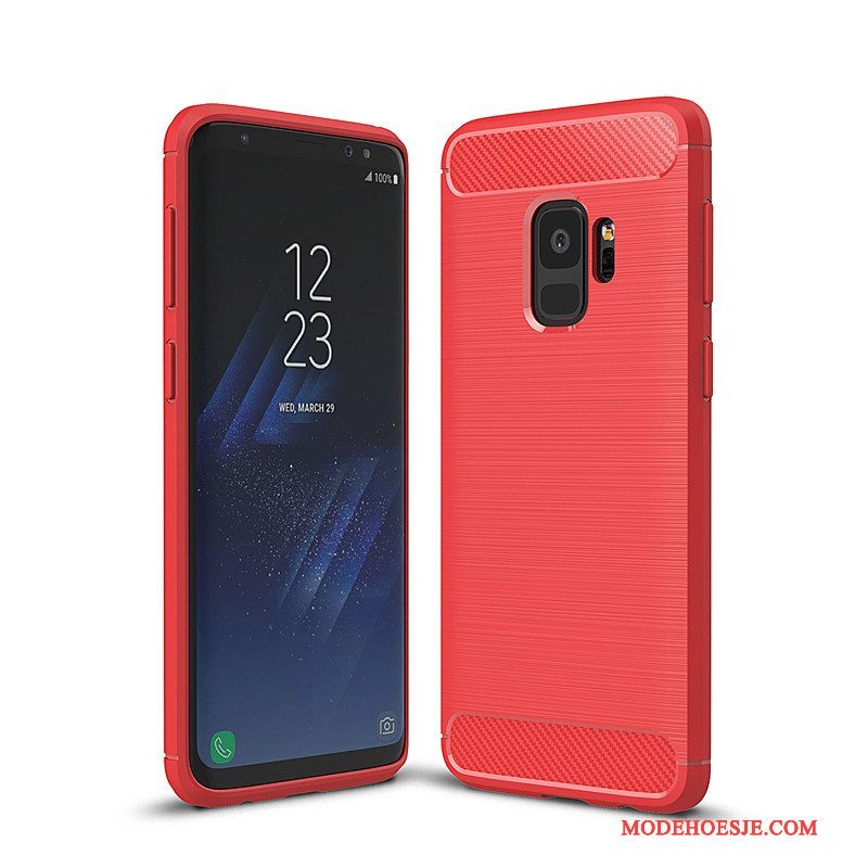 Hoesje Samsung Galaxy S9 Siliconen Roodtelefoon, Hoes Samsung Galaxy S9 Zakken Anti-fall Fiber