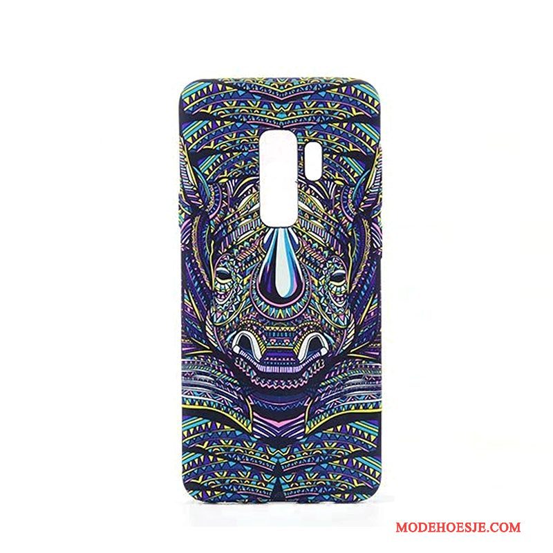 Hoesje Samsung Galaxy S9+ Spotprent Hard Lichtende, Hoes Samsung Galaxy S9+ Zacht Blauw Dierlijk