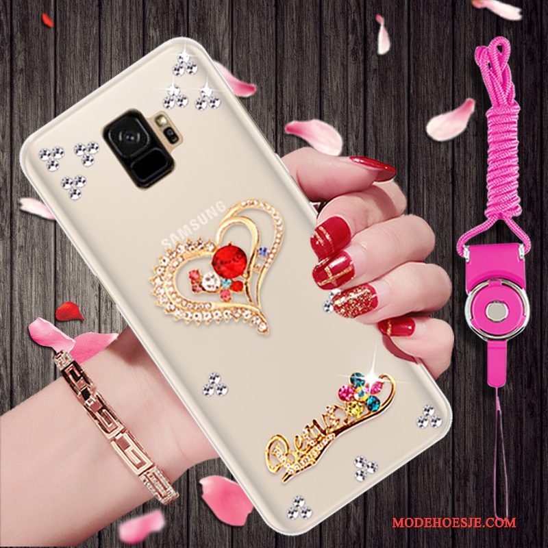 Hoesje Samsung Galaxy S9 Strass Goudtelefoon, Hoes Samsung Galaxy S9 Siliconen Persoonlijk Trend