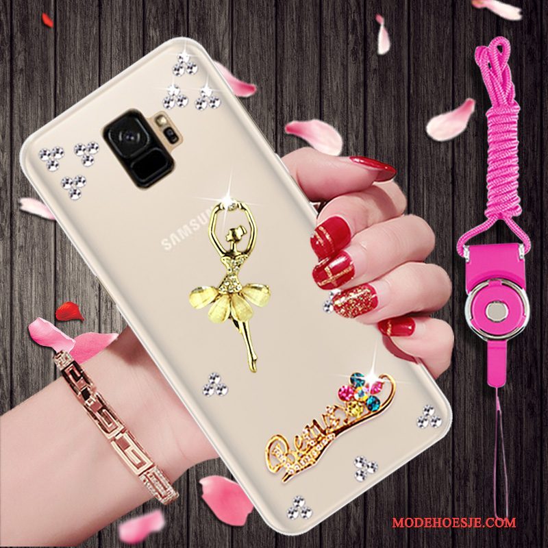 Hoesje Samsung Galaxy S9 Strass Goudtelefoon, Hoes Samsung Galaxy S9 Siliconen Persoonlijk Trend