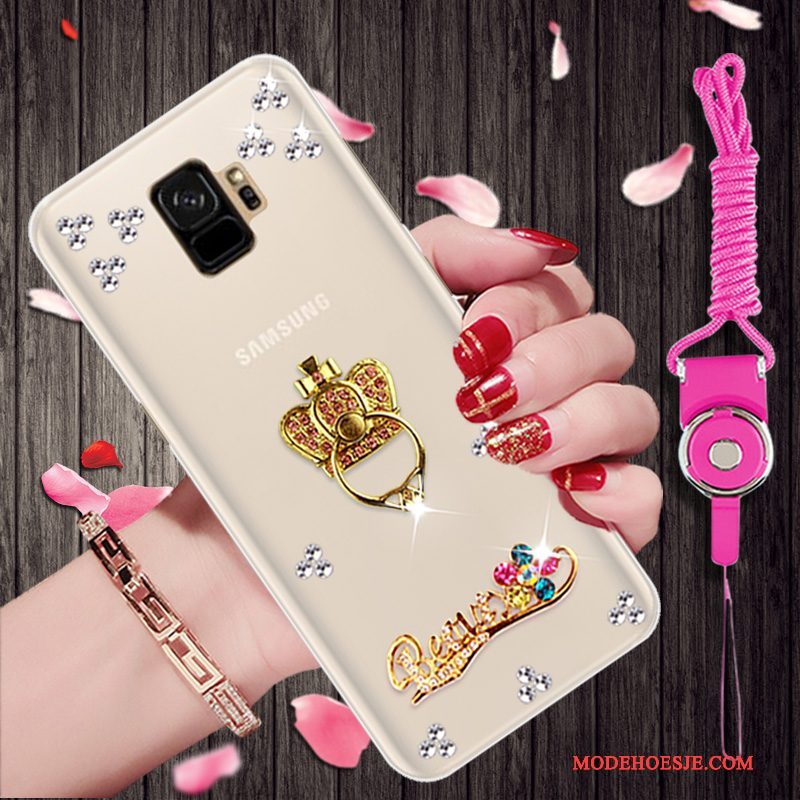 Hoesje Samsung Galaxy S9 Strass Goudtelefoon, Hoes Samsung Galaxy S9 Siliconen Persoonlijk Trend