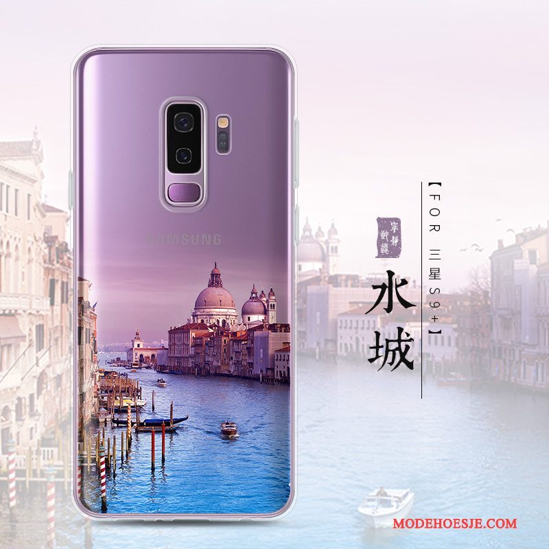 Hoesje Samsung Galaxy S9+ Zacht Anti-fall Doorzichtig, Hoes Samsung Galaxy S9+ Scheppend Telefoon Landschap