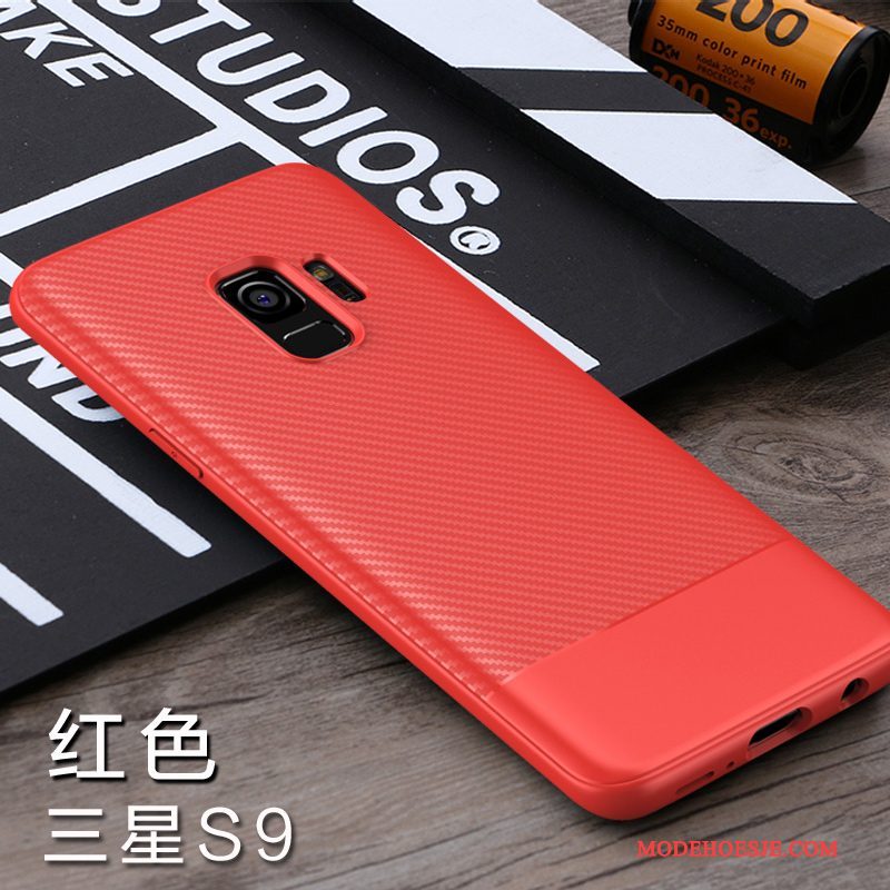 Hoesje Samsung Galaxy S9 Zacht Anti-fall Rood, Hoes Samsung Galaxy S9 Bescherming Schrobbentelefoon