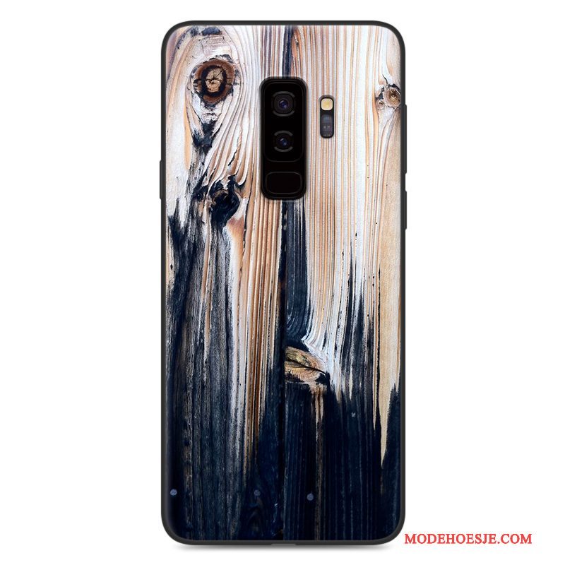 Hoesje Samsung Galaxy S9 Zacht Anti-fall Schrobben, Hoes Samsung Galaxy S9 Geschilderd Hout Wit