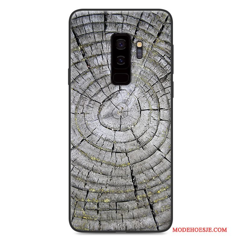 Hoesje Samsung Galaxy S9 Zacht Anti-fall Schrobben, Hoes Samsung Galaxy S9 Geschilderd Hout Wit