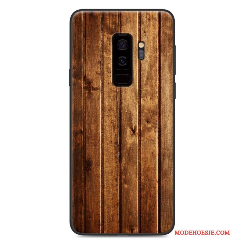 Hoesje Samsung Galaxy S9 Zacht Anti-fall Schrobben, Hoes Samsung Galaxy S9 Geschilderd Hout Wit