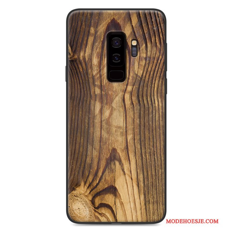 Hoesje Samsung Galaxy S9 Zacht Anti-fall Schrobben, Hoes Samsung Galaxy S9 Geschilderd Hout Wit