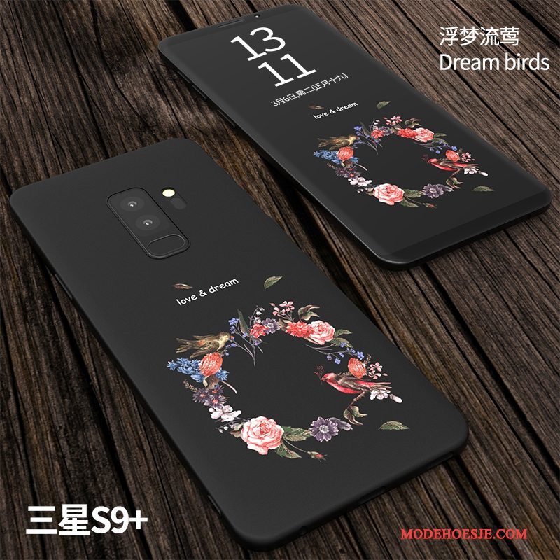 Hoesje Samsung Galaxy S9+ Zacht Schrobben Zwart, Hoes Samsung Galaxy S9+ Scheppend Anti-falltelefoon