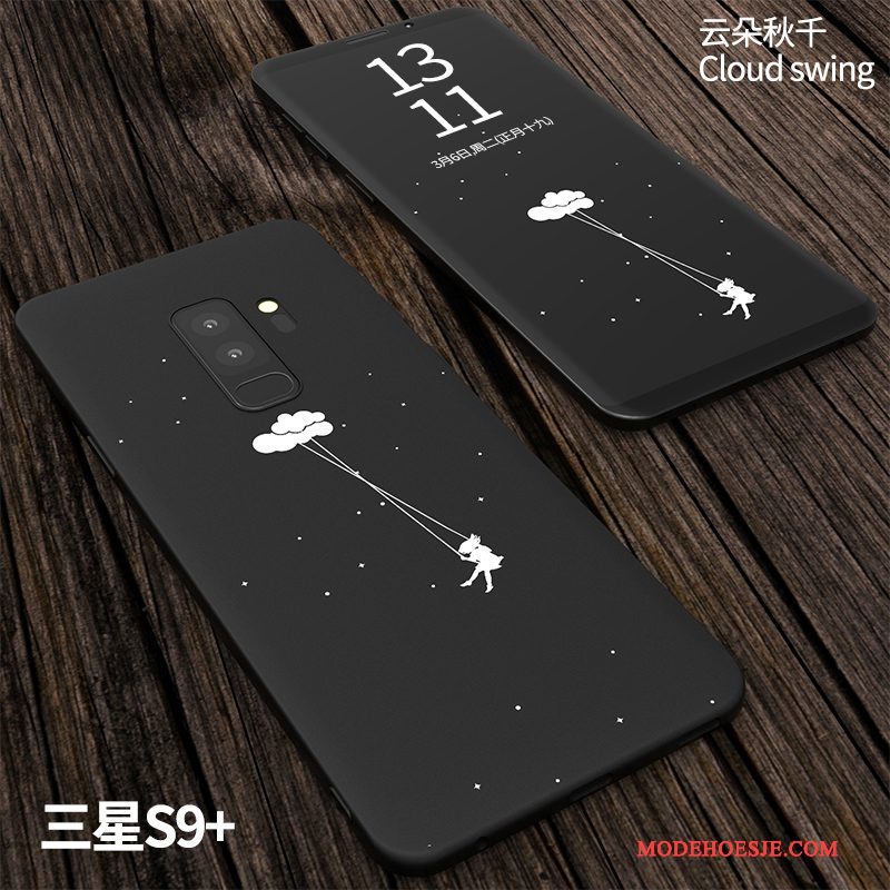 Hoesje Samsung Galaxy S9+ Zacht Schrobben Zwart, Hoes Samsung Galaxy S9+ Scheppend Anti-falltelefoon