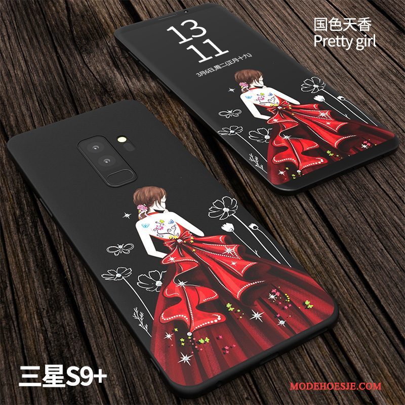 Hoesje Samsung Galaxy S9+ Zacht Schrobben Zwart, Hoes Samsung Galaxy S9+ Scheppend Anti-falltelefoon