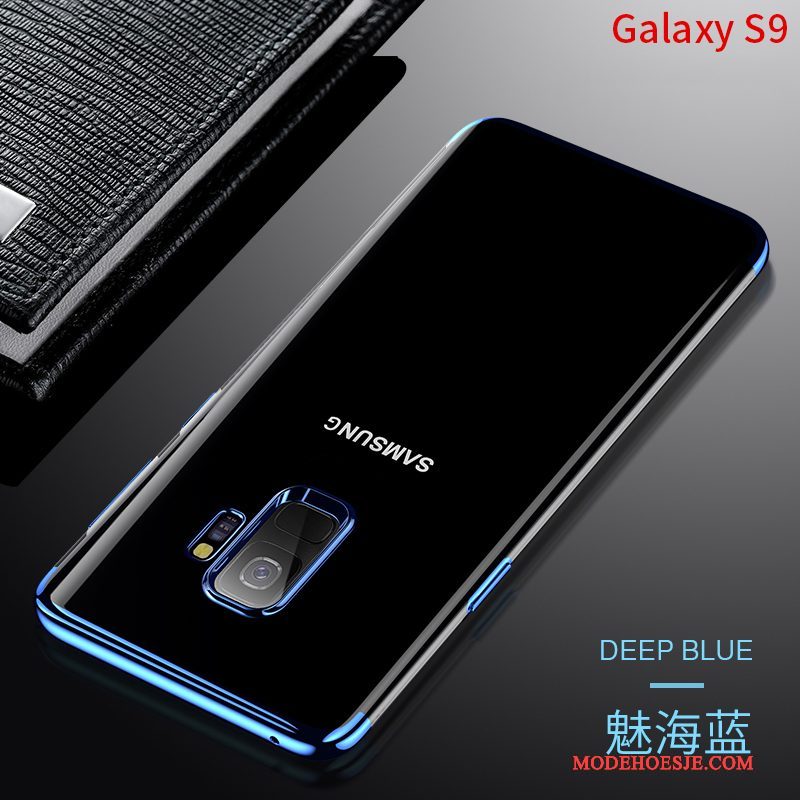 Hoesje Samsung Galaxy S9 Zacht Trendy Merk Dun, Hoes Samsung Galaxy S9 Zakken Donkerblauw Doorzichtig