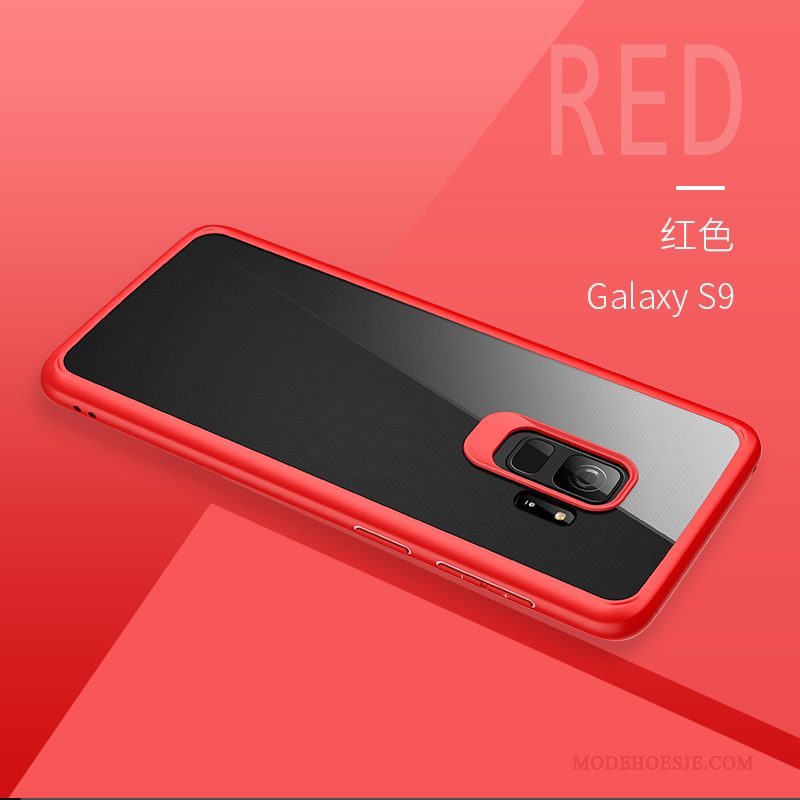 Hoesje Samsung Galaxy S9 Zakken Doorzichtig Rood, Hoes Samsung Galaxy S9 Siliconen Telefoon Zwart