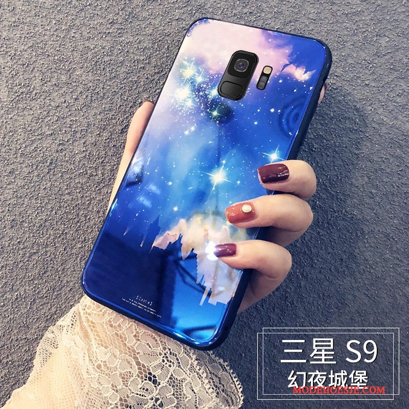 Hoesje Samsung Galaxy S9 Zakken Persoonlijk Anti-fall, Hoes Samsung Galaxy S9 Siliconen Blauw Glas