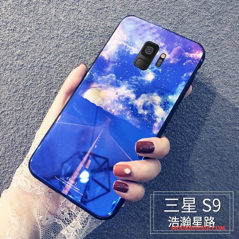 Hoesje Samsung Galaxy S9 Zakken Persoonlijk Anti-fall, Hoes Samsung Galaxy S9 Siliconen Blauw Glas